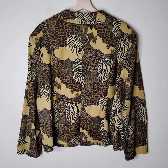 Studio C Leopard Print Jacket 24W | Zip Front Vintage Y2K Statement Fall Party - Picture 7 of 9